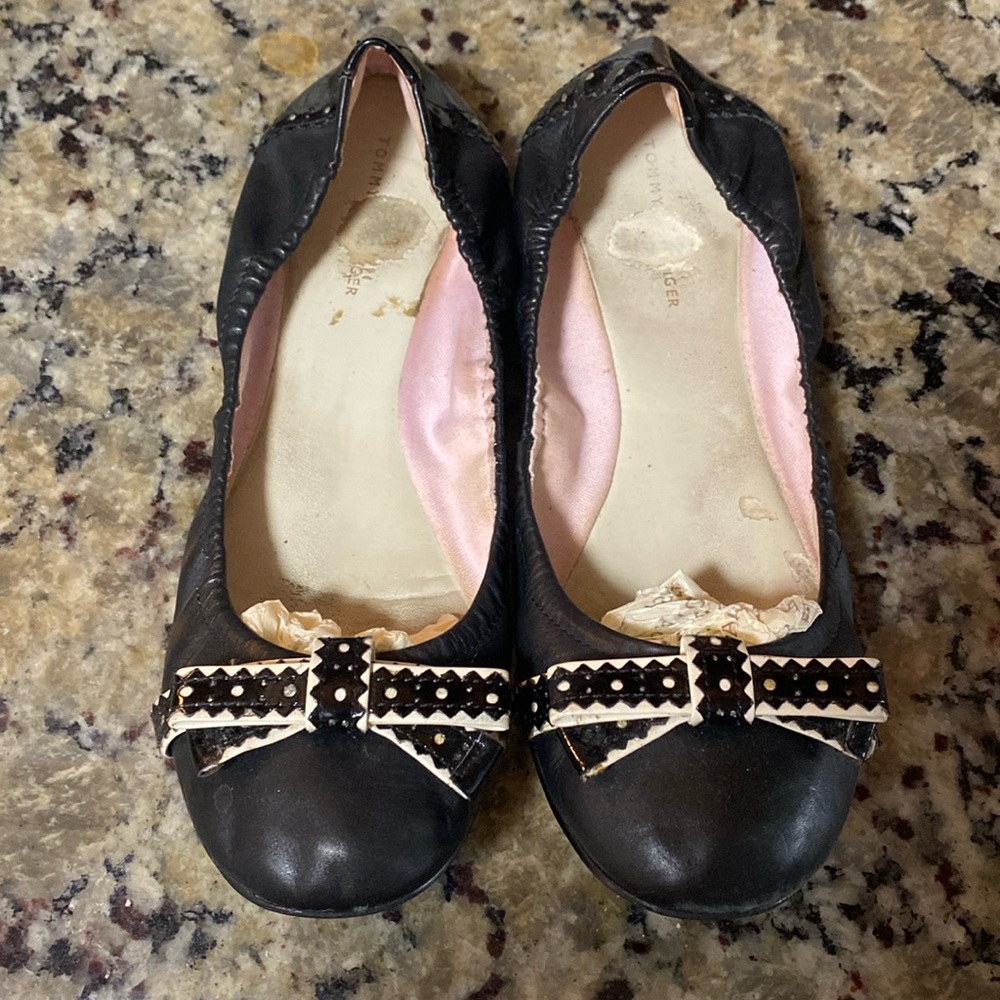 Black and cream Tommy Hilfiger ballet flats